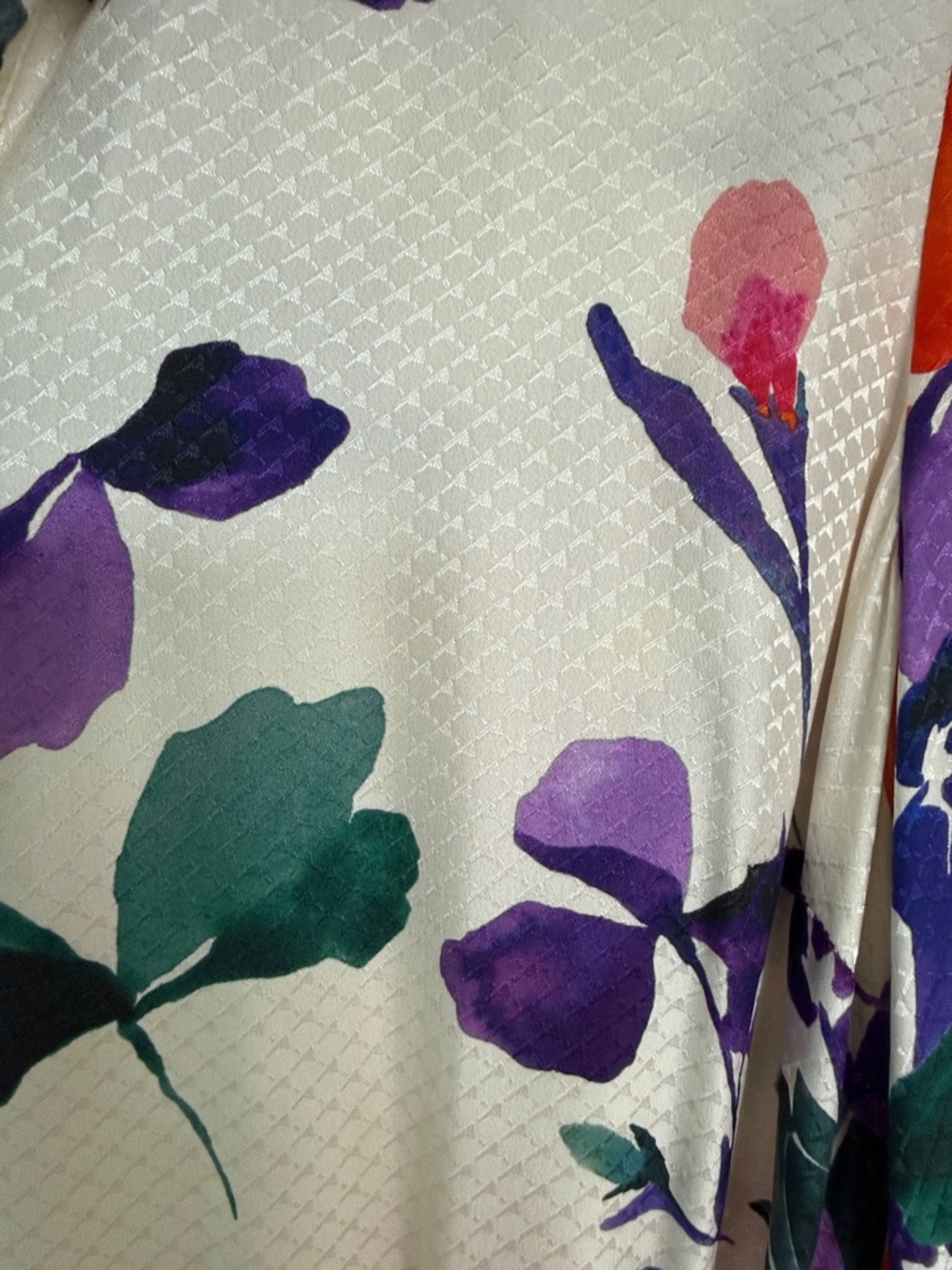 Women Sezane Midi Shirt Dress Purple, Orange, Green & Pink Floral Print size 38 - Picture 3 of 5